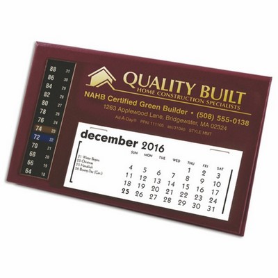MMT LCD Therm-O-Date Thermometer Desk Calendar, Maroon Matte